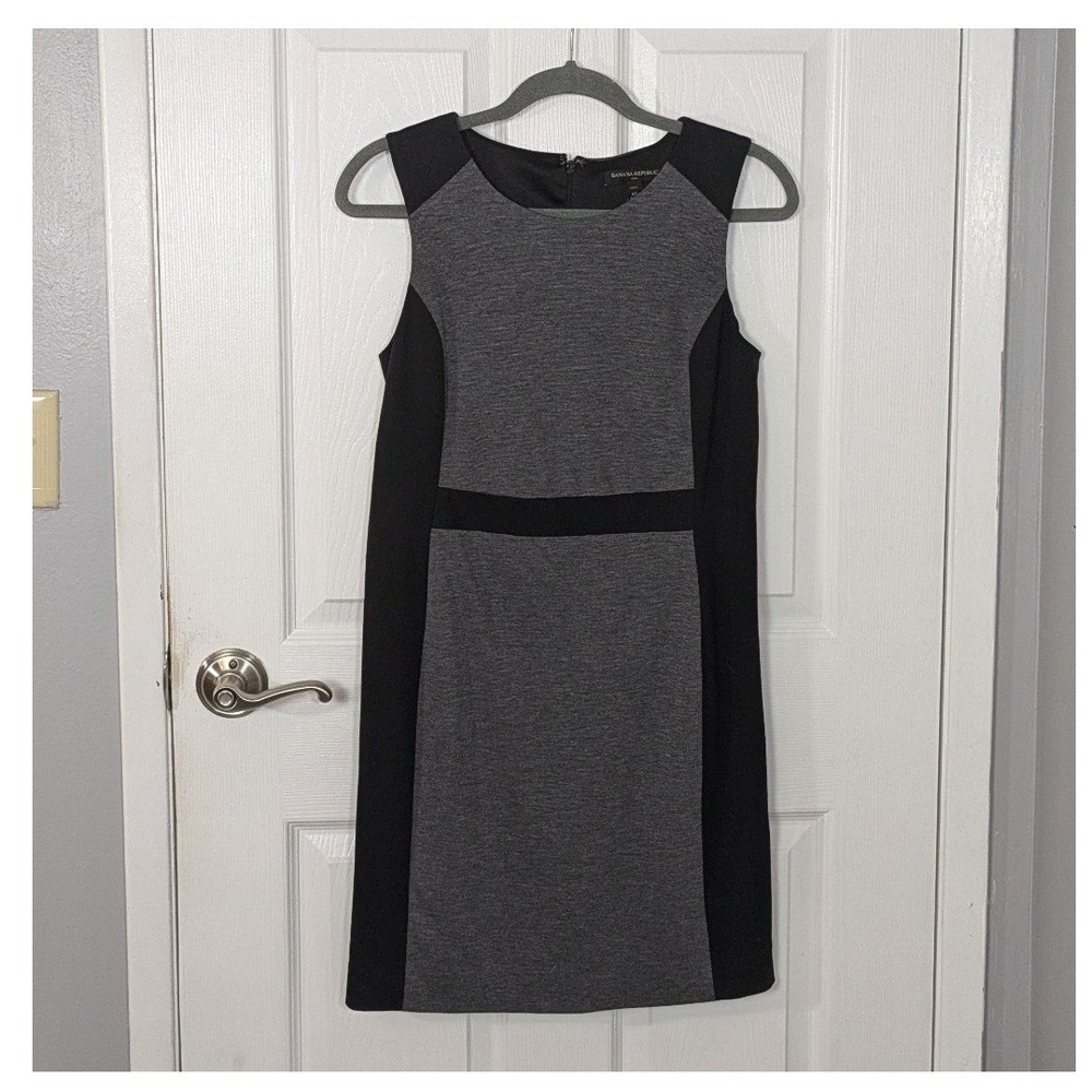 Banana Republic Sheath Dress Sleeveless Color Block Business Career Petite 6P